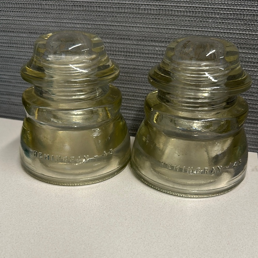 2 Hemingray Clear Glass Insulators